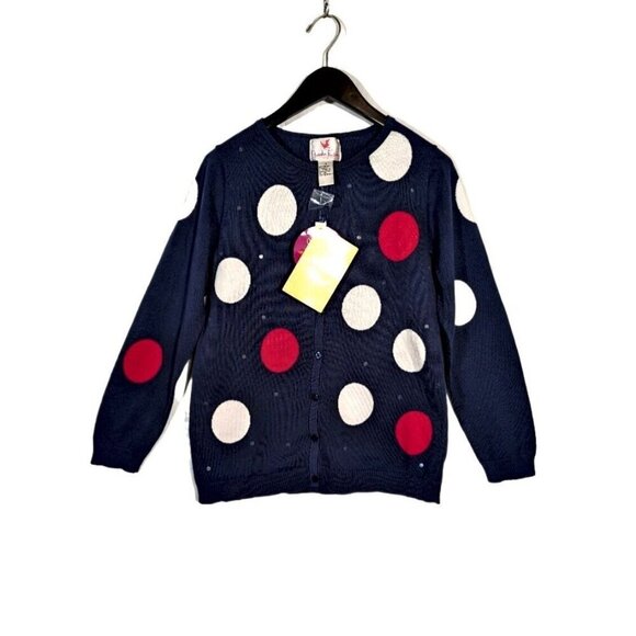 Quacker Factory Sweaters - NWT Quacker Factory Sz S Soft Stretch Cardigan Sweater Polka Dot Sequins Pop Art